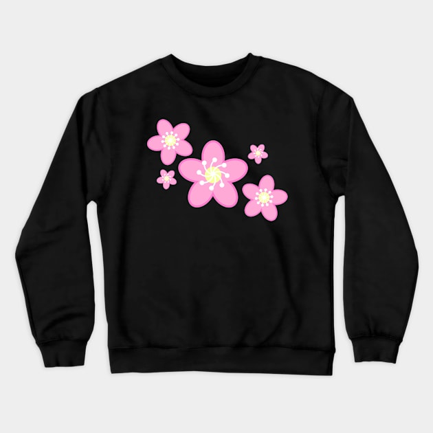 Sakura Cherry Blossom Flowers in Black Background Crewneck Sweatshirt by Kelly Gigi